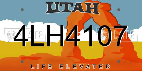 4LH4107 Utah License Plate