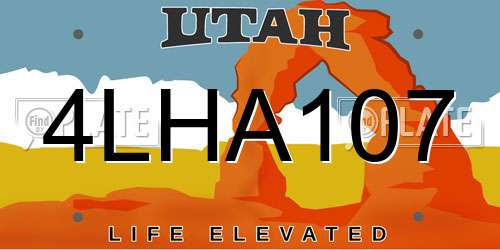 4LHA107 Utah License Plate