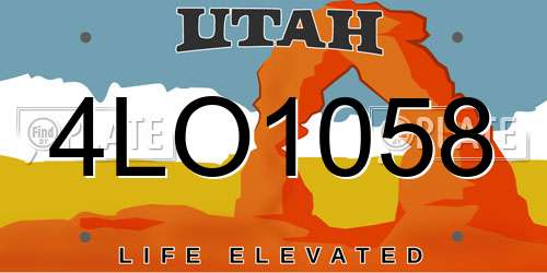 4LO1058 Utah License Plate