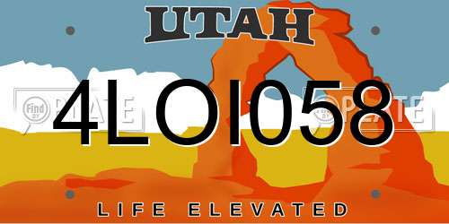 4LOI058 Utah License Plate