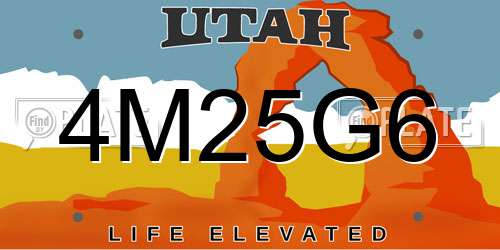 4M25G6 Utah License Plate