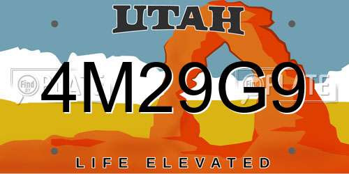 4M29G9 Utah License Plate