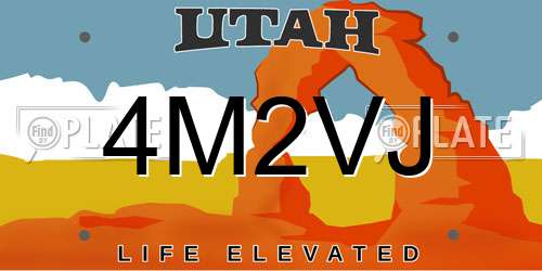 4M2VJ Utah License Plate