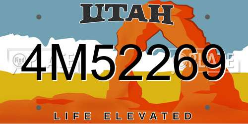 4M52269 Utah License Plate
