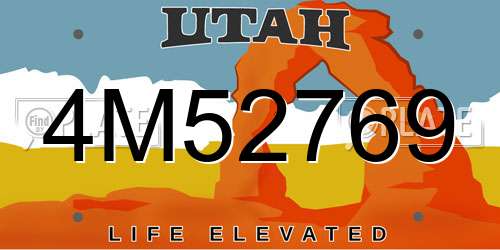 4M52769 Utah License Plate
