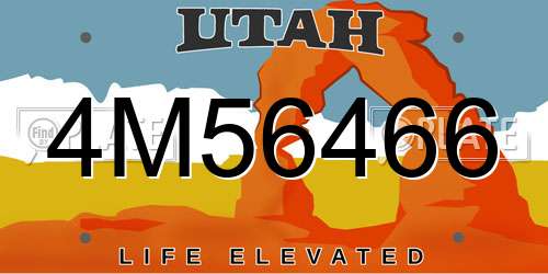 4M56466 Utah License Plate