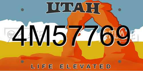 4M57769 Utah License Plate
