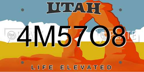 4M57O8 Utah License Plate