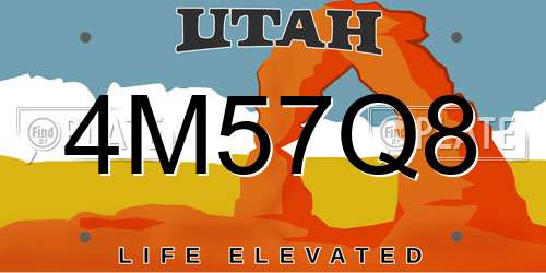 4M57Q8 Utah License Plate