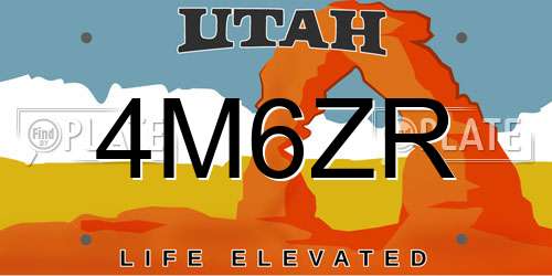 4M6ZR Utah License Plate