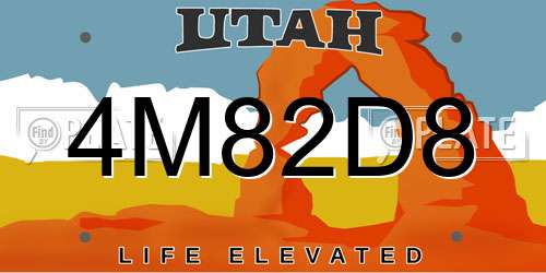 4M82D8 Utah License Plate