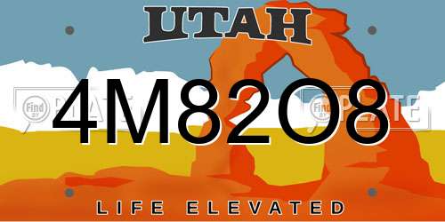 4M82O8 Utah License Plate