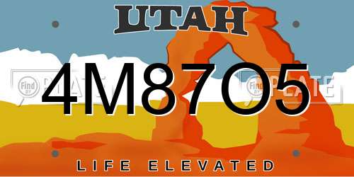 4M87O5 Utah License Plate