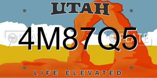 4M87Q5 Utah License Plate