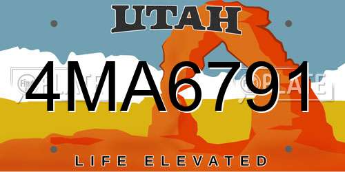 4MA6791 Utah License Plate