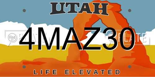 4MAZ30 Utah License Plate