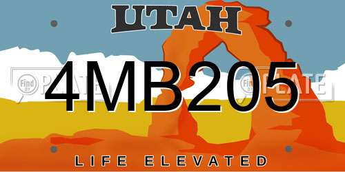4MB205 Utah License Plate