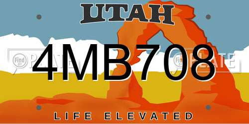 4MB708 Utah License Plate