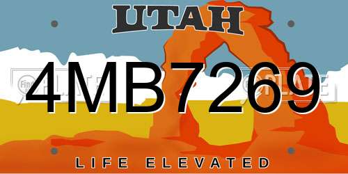 4MB7269 Utah License Plate