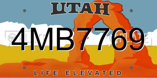 4MB7769 Utah License Plate