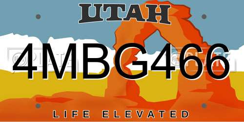 4MBG466 Utah License Plate