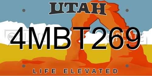 4MBT269 Utah License Plate