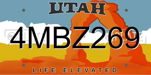4MBZ269 Utah License Plate
