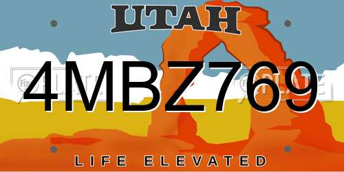 4MBZ769 Utah License Plate
