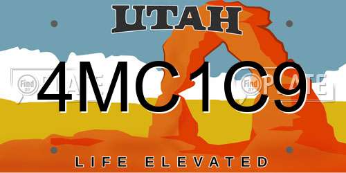 4MC1C9 Utah License Plate