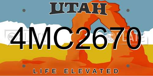 4MC2670 Utah License Plate