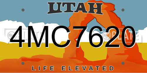 4MC7620 Utah License Plate