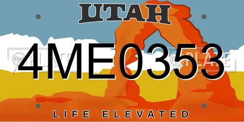 4ME0353 Utah License Plate
