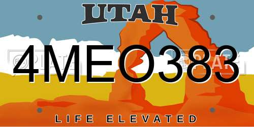 4MEO383 Utah License Plate