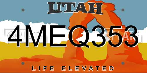4MEQ353 Utah License Plate