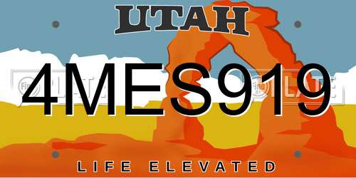 4MES919 Utah License Plate