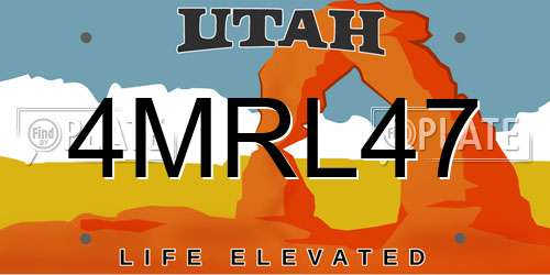 4MRL47 Utah License Plate