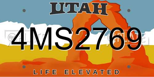 4MS2769 Utah License Plate