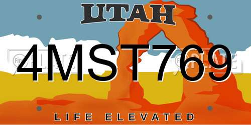 4MST769 Utah License Plate