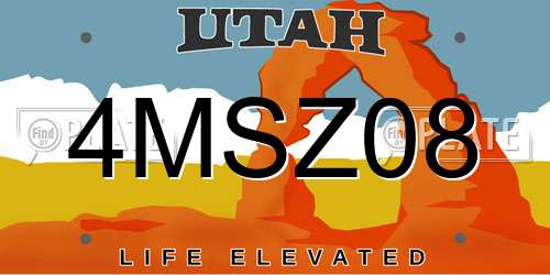 4MSZ08 Utah License Plate