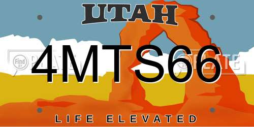 4MTS66 Utah License Plate