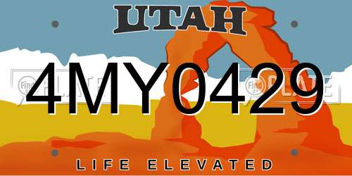 4MY0429 Utah License Plate