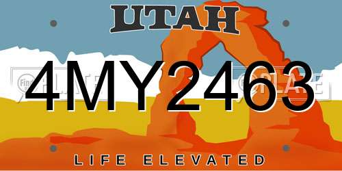 4MY2463 Utah License Plate