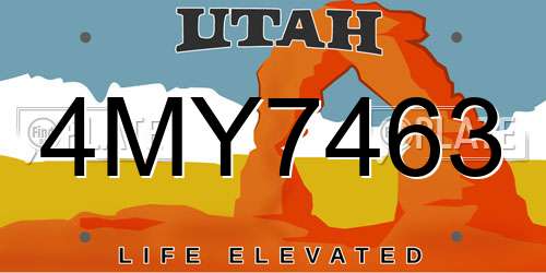 4MY7463 Utah License Plate