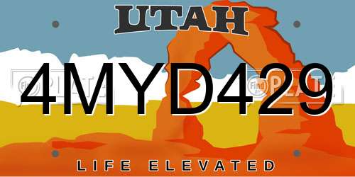 4MYD429 Utah License Plate