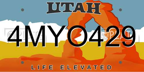 4MYO429 Utah License Plate