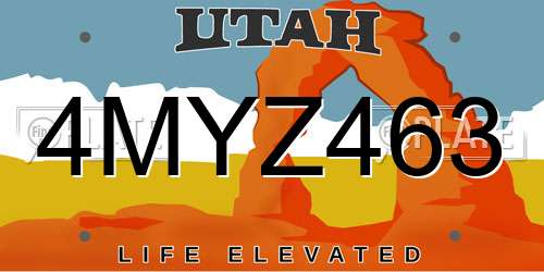 4MYZ463 Utah License Plate