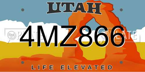 4MZ866 Utah License Plate