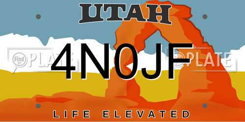 4N0JF Utah License Plate