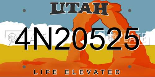 4N20525 Utah License Plate