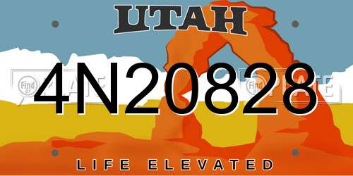 4N20828 Utah License Plate